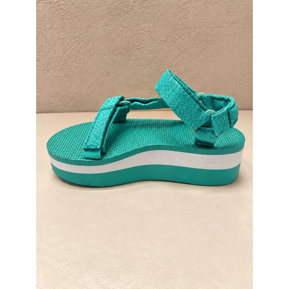 Teva Platform Sandals Women's Size 5 Teal Green Flatform Universal Strappy Retro